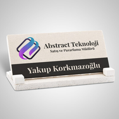 Logo ve İsme Özel Taş Masaüstü İsimlik - Thumbnail