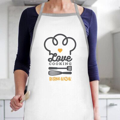  - Love Cooking İsme Özel Mutfak Önlüğü