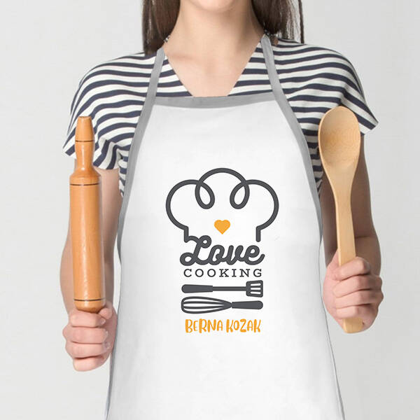 Love Cooking İsme Özel Mutfak Önlüğü