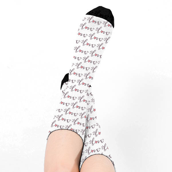 Love Desenli Romantik Çorap