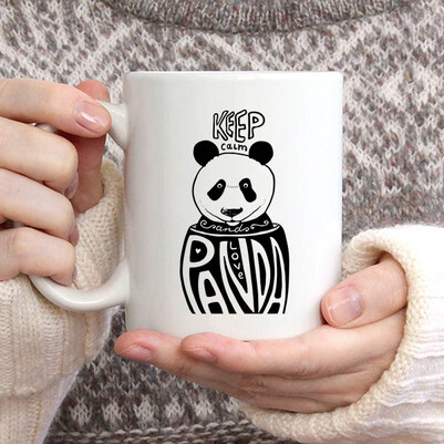 Love Panda Tasarım Kupa Bardak - Thumbnail