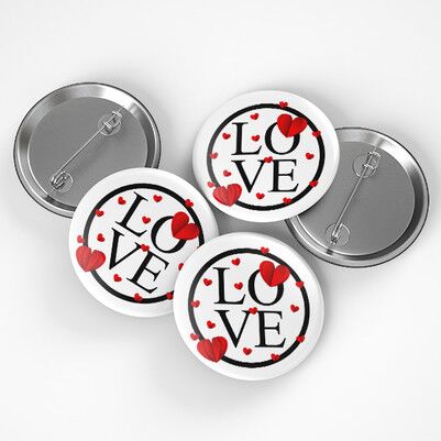 Love Tasarımlı Romantik Rozet - Thumbnail