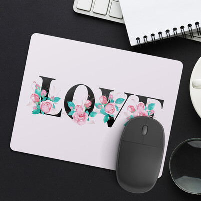 Love Yazılı Romantik Mousepad - Thumbnail