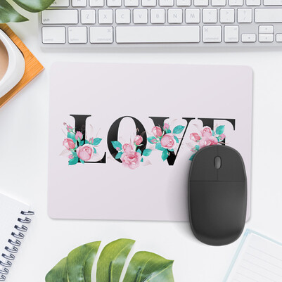Love Yazılı Romantik Mousepad - Thumbnail
