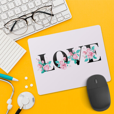 Love Yazılı Romantik Mousepad - Thumbnail