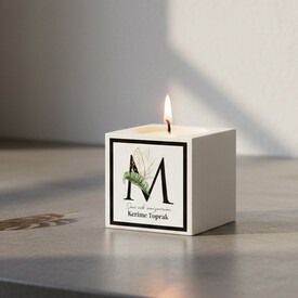  - M Harfli Kişiye Özel Beton Mum