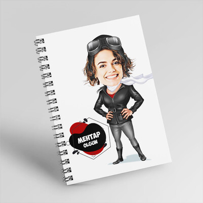 Maceracı Kadın Karikatürlü Defter - Thumbnail