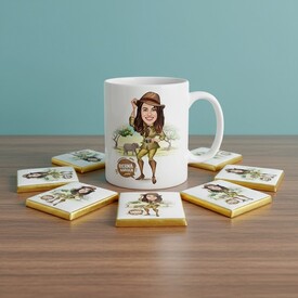  - Maceracı Kadın Karikatürlü Kupa ve Çikolata