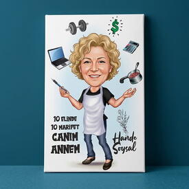  - Marifetli Annem Karikatürlü Kanvas Tablo