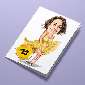 Marilyn Monroe Karikatürlü Tebrik Kartı - Thumbnail