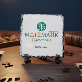 - Matematik Öğretmenine Hediye Kare Taş Baskı