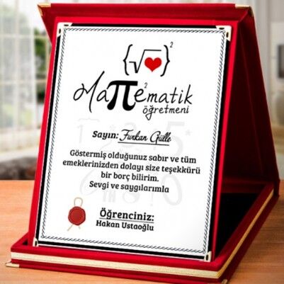 Matematik Öğretmenine Hediye Plaket - Thumbnail