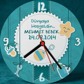  - Mavi Hoş Geldin Bebek Duvar Saati