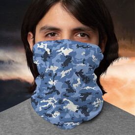 Mavi Kamuflaj Motorcu Boyunluk Maske Bandana - Thumbnail