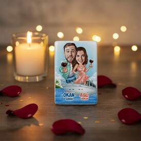 - Mavi Tur Karikatürlü Taş Buzdolabı Magneti