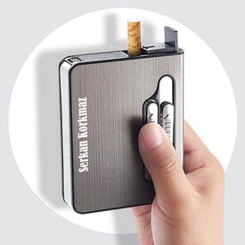  - Metal USB Şarjlı Çakmak ve Sigaralık