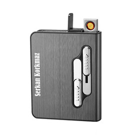 Metal USB Şarjlı Çakmak ve Sigaralık - Thumbnail
