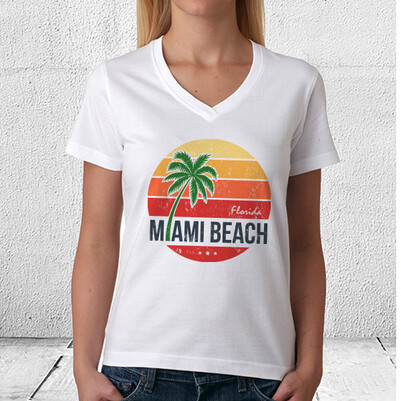 Miami Beach Tasarım Tişört - Thumbnail