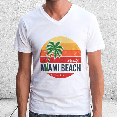 Miami Beach Tasarım Tişört - Thumbnail