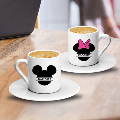 Mickey Cartoon İkili Kahve Fincanı - Thumbnail