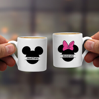 Mickey Cartoon İkili Kahve Fincanı - Thumbnail