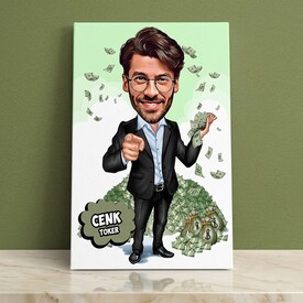  - Milyarder Karikatürlü Kanvas Tablo