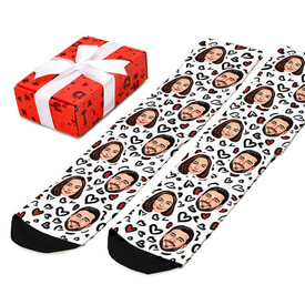  - Mini Siyah Kalpler Tasarımlı Karikatürlü Sevgili Çorabı
