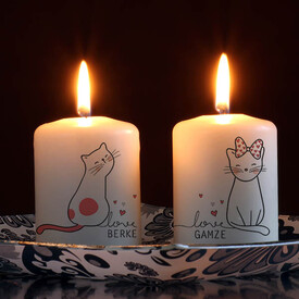 Minnoş Kedicikler İsimli 2li Mum Seti - Thumbnail