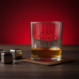  - Modern Sanat Kişiye Özel Desen İşlemeli Viski Bardağı