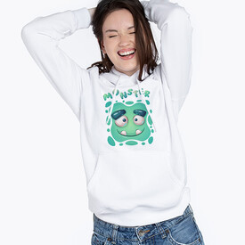 Monster Tasarımlı Kapşonlu Kadın Sweatshirt - Thumbnail