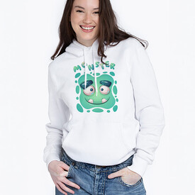 Monster Tasarımlı Kapşonlu Kadın Sweatshirt - Thumbnail