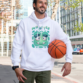 Monster Tasarımlı Kapşonlu Sweatshirt - Thumbnail