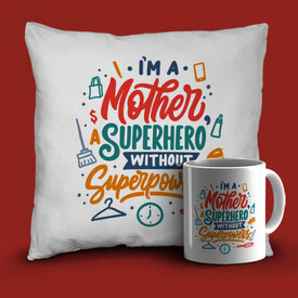  - Mother Superhero Temalı Bardak ve Yastık Seti