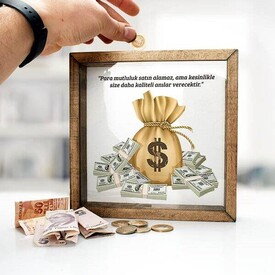 Motivasyon Mesajlı Resim Çerçeveli Para Kumbarası - Thumbnail