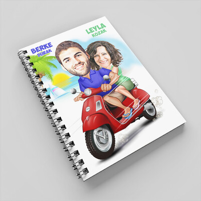 Motorum Sen ve Ben Karikatürlü Defter - Thumbnail