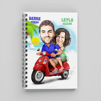 Motorum Sen ve Ben Karikatürlü Defter - Thumbnail