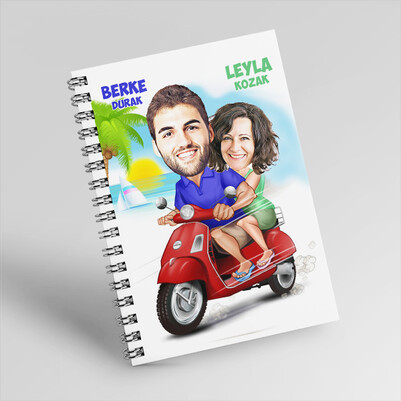 Motorum Sen ve Ben Karikatürlü Defter - Thumbnail