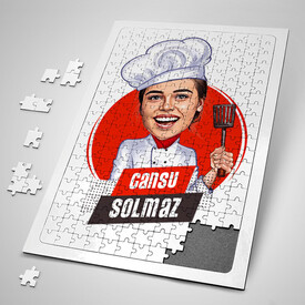  - Mükemmel Aşçı Kadın Karikatürlü Puzzle