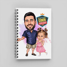 Mükemmel Baba ve Kızı Karikatürlü Defter - Thumbnail