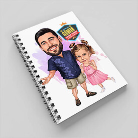 Mükemmel Baba ve Kızı Karikatürlü Defter - Thumbnail