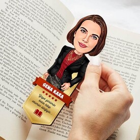 Mükemmel Kadın Karikatürlü Kitap Okuma Ayracı - Thumbnail