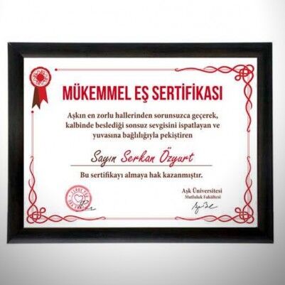  - Mükemmel Eş Sertifikası