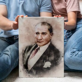 Mustafa Kemal Atatürk Suluboya Efektli Tablo - Thumbnail