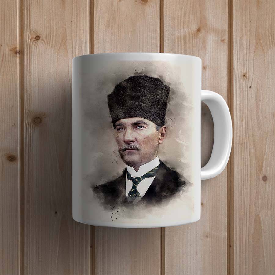 Mustafa Kemal Atatürk Suluboya Kupa Bardak