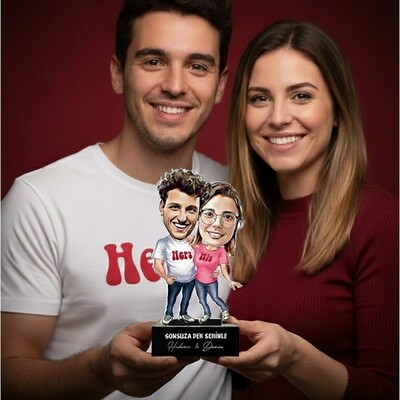  - Mutlu Aşıklar Karikatürlü Biblo