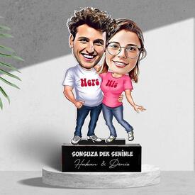 Mutlu Aşıklar Karikatürlü Biblo ve 365 Aşk Sözleri - Thumbnail