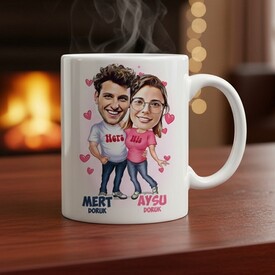  - Mutlu Aşıklar Karikatürlü Kupa Bardak