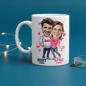  - Mutlu Aşıklar Karikatürlü Kupa Bardak