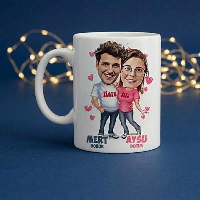  - Mutlu Aşıklar Karikatürlü Kupa Bardak