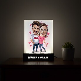  - Mutlu Aşıklar Karikatürlü Led Işıklı Dekor